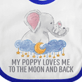 thumbnail image 4 of Inktastic My Poppy Loves Me to the Moon and Back Elephants in Clouds Boys or Girls Baby Bib, 4 of 4