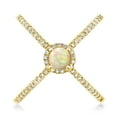 thumbnail image 2 of Gem Stone King 1.12 Ct Round Cabochon White Ethiopian Opal 18K Yellow Gold Plated Silver Criss Cross X Ring (Size 7), 2 of 5