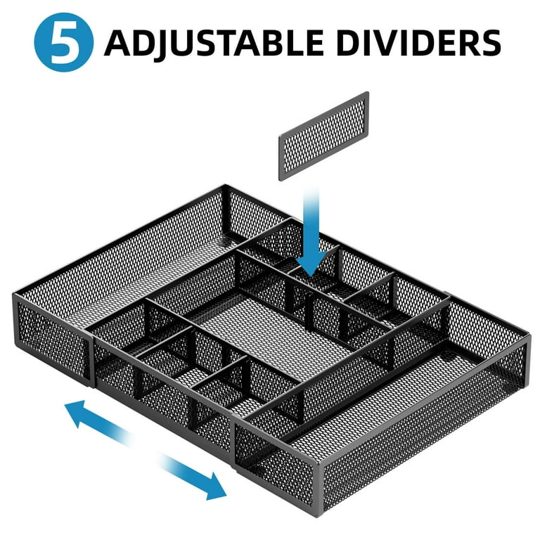 Expandable Desk Drawer Organizer with 10 Adjustable Compartments photo 7