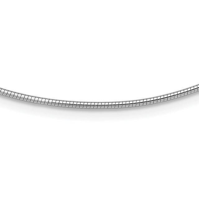 Diamond2Deal Collier Omega Rond en Or Blanc 14K 1.4 mm pour Femmes 16 Pouces
