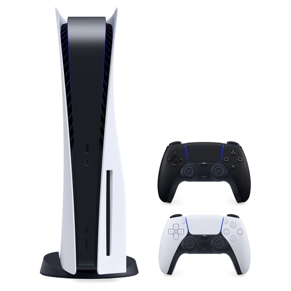2023 New PlayStation 5 Disc Version PS5 Console with 2 Wireless Controllers - White & Midnight Black