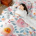 thumbnail image 4 of Castle Fairy Women Girls Teens Spring Graden 7-Piece Bedding Comforter Set,Pink Flower King Bedding Sets,Botanical Plants Ultra Soft Bed Sheets,Ultra Soft Home Decor, 4 of 8