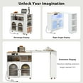 thumbnail image 3 of Kitchen Serving Cart with Rubber wood Drop-Leaf, Coffee Station Island Table for Kitchen on 5 Wheels with Storage Cabinet and 3 Drawers for Dinning Room, White, 3 of 10