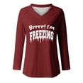 thumbnail image 4 of Ichuanyi Womens Tops, Fashion Women Casual V- Neck Solid Color Long-sleeved T-shirt, 4 of 4