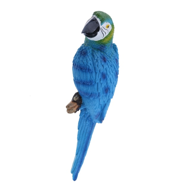 Estatua de loro grande de resina de imitación de animales de 20 estilos para colgar en el césped 31cm Look Left Blue