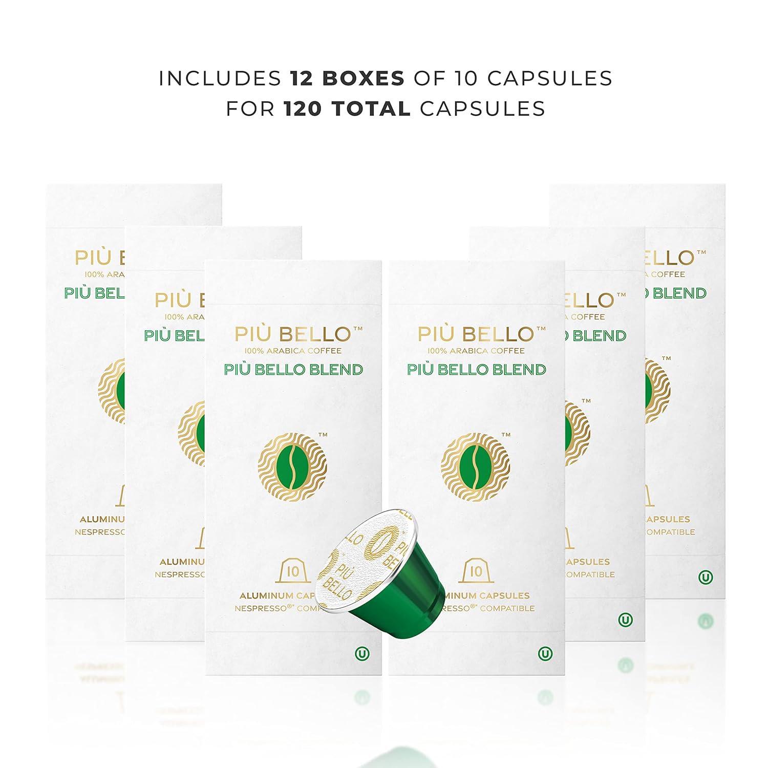 Piu Bello Blend Espresso Coffee Pods for Nespresso Original Machines – Compatible Capsules Pack – Rich & Balanced Taste – Strong Italian Espresso Flavor – Kosher Certified (120 Count, Single Flavor)