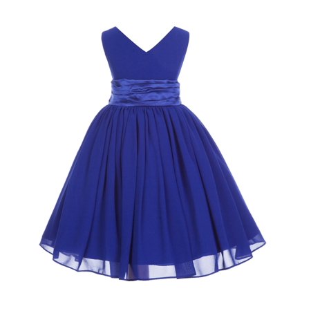 Spring Summer Easter Dress - Ekidsbridal Formal V-Neck Yoryu Chiffon Flower Girl Dress Bridesmaid Wedding Pageant Toddler Easter Holiday Spring Summer Recital Communion Birthday Baptism Special Occasions 503