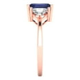 thumbnail image 3 of 2.82 ctw 3 Stone Anniversary Ring for Women | Emerald Cut Simulated Blue Sapphire | Hyperallergenic Solid 14K Rose Gold, 3 of 5