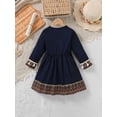 thumbnail image 3 of PureChapter Kids 4-7Y Bohemian Tribal Dress, Navy Blue Long Sleeve V-Neck Dress with Tassel Trim, 3 of 6