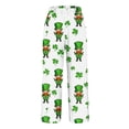 thumbnail image 4 of lcziwo Holiday Sales, Linen Pants for Women Loose Fit Plus Size Straight Leg Pants 2025 Summer Casual Elastic Waist Beach Pants St Patricks Day Shamrock Print Pants Green XXL, 4 of 6