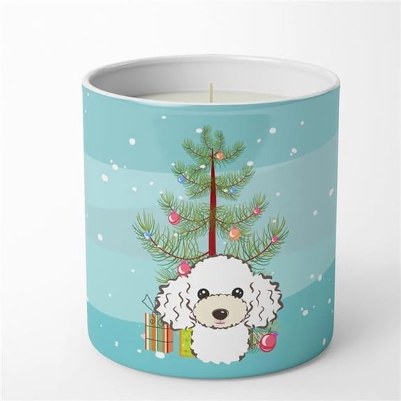 Carolines Treasures BB1629CDL 3.75 x 3.25 in. Unisex Christmas Tree & White Poodle 10 oz Decorative Soy Candle