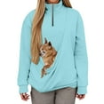 thumbnail image 3 of Shadoumai Cat Pouch Hoodie for Women Half Zip Kangaroo Pocket Dog Pouch Sweatshirts Pet Carrier Pullover Animal Holder Long Sleeve Tops, 3 of 9