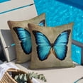 thumbnail image 4 of Blue Butterfly Throw Pillow Cover Vintage Brown Retro Bug Farm Cotton Linen Cushion Cover Throw Pillow Case with Invisible Zipper for Couch Sofa Bed Chair Car 18x18 Inch, 4 of 14