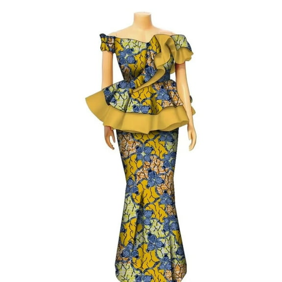 Women Top Skirts Set African Clothes O-neck Half Sleeve Dashiki Blouse Tops and Skirts Long Dress African Outfit