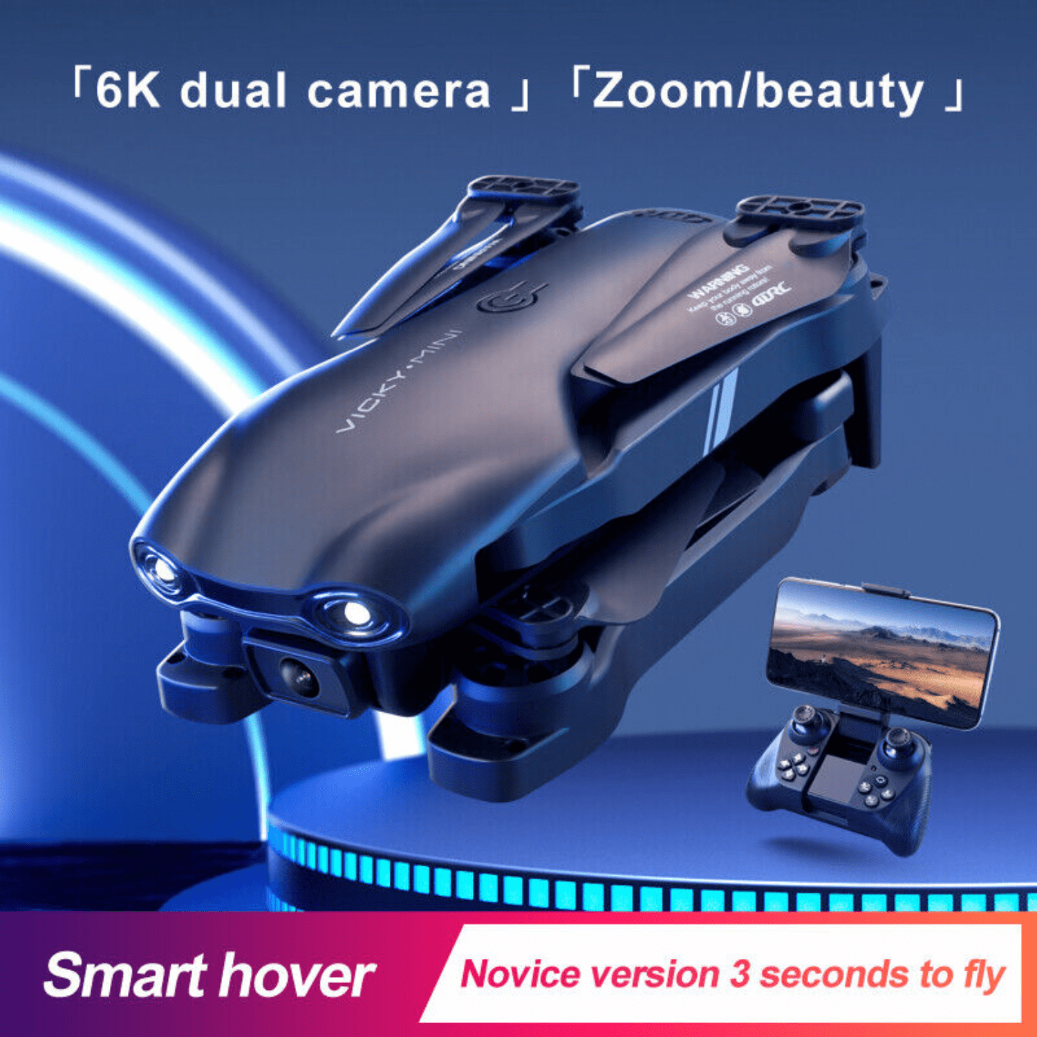 3 Battery V13 RC Drone 6K HD Dual Camera WiFi FPV Foldable Quadcopter Camera Drone 2026