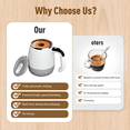 thumbnail image 4 of QOPR Self Stirring Coffee Mug with Handle, Automatic Electric Mixing Cup with Lid, Stainless Steel Battery Powered, White & Grey, 4 of 9