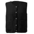 thumbnail image 4 of larppty Women's Fleece Vests Button Warm Sleeveless Coat Vest Fall Fuzzy Lightweight Jackets Winter Soft Outerwear with Pockets Black, L, 4 of 8