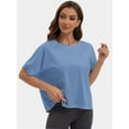 thumbnail image 5 of Summer Tops Womens Solid T Shirts for Women Loose Shirts Basic Tee, 5 of 6
