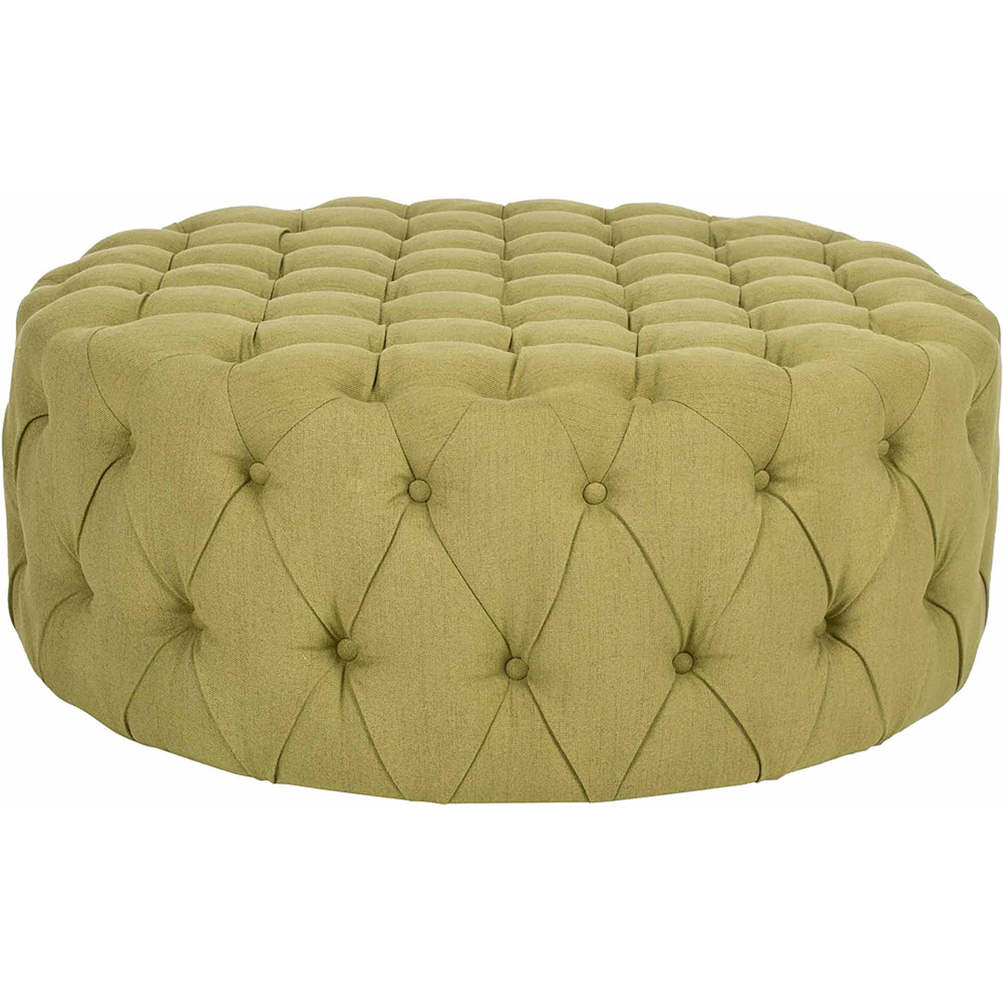 SAFAVIEH Charlene Modern Glam Solid Tufted Cocktail Ottoman, Sweet Pea Green