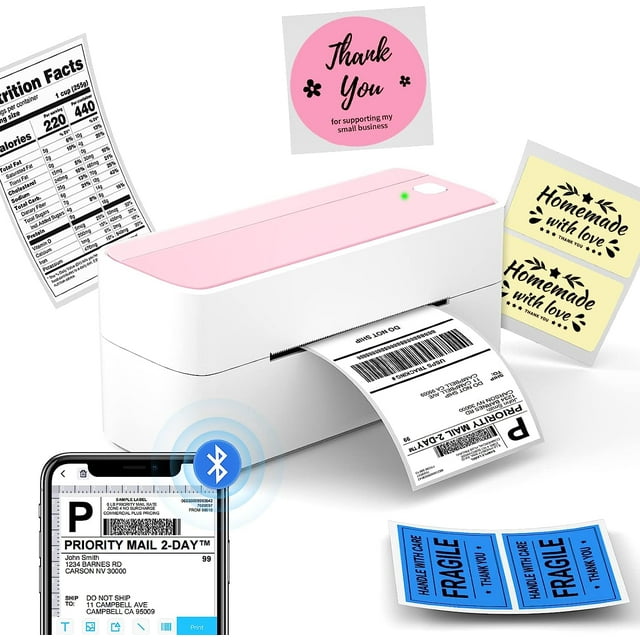 Bluetooth Thermal Printer - Shipping Label Printer, 4x6 Wireless Label Maker, High Speed 150mm/s Etiqueteuse for Small Business Compatible with CanadaPost, USPS, UPS