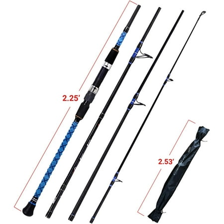 Surf Spinning Fishing Rod – 2/3/4 Piece Carbon Fiber Travel Rod for Surf Anglers Blue