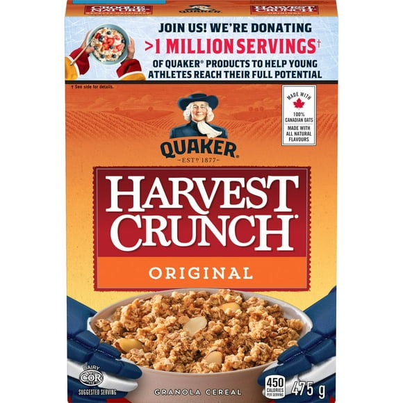Quaker Harvest Crunch Original Granola Cereal, 475g