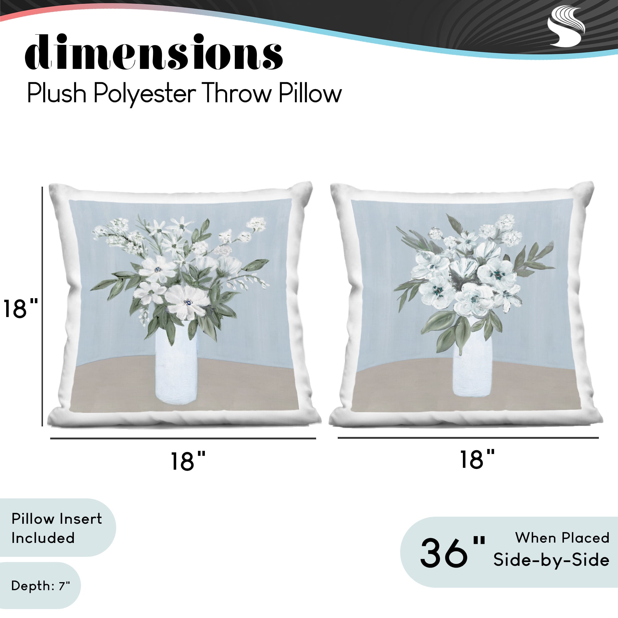 Stupell Industries Mixed White Blossoms 2 Piece Decorative Printed Throw Pillow Set, design by Marilyn Dunlap, 18 x 7 x 18
