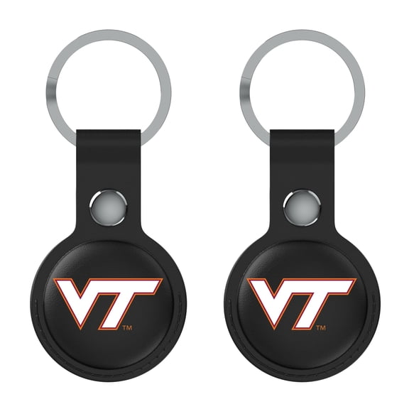 Keyscaper Virginia Tech Hokies Black Leatherette AirTag Holder 2-Pack