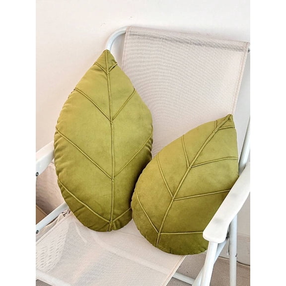 Sprout Green Leaf-Shaped Velvet Decorative Throw Pillow For Sofa Living Room Bedroom Home Decor