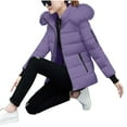 thumbnail image 3 of TKLPEHG Womens Winter Coats Quilted Thicken Warm Puffer Ski Jacket Hooded Waterproof Outdoor Comfy Down Jackets (Purple,L), 3 of 7