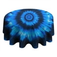 thumbnail image 4 of Blue Tie Dye Spiral Pattern Round Tablecloth 60"x60",Wrinkle Wipeable Table Cloth for Kitchen Dining Room Picnic Patio Party, 4 of 6