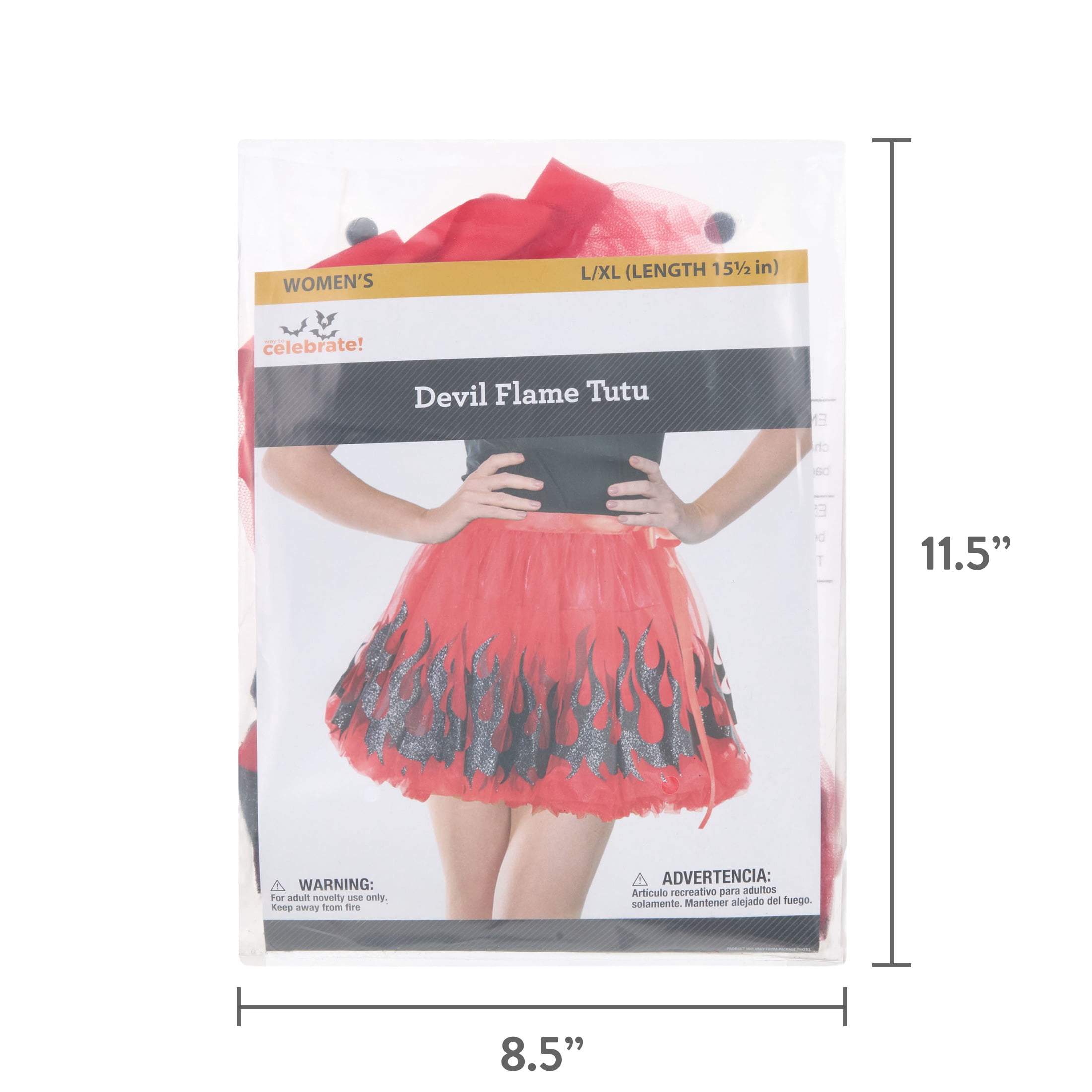 Devil Flame Tutu Costume Accessory for Adults, Red and Black, L/XL, Halloween by Way To Celebrate
