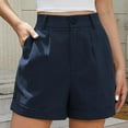 thumbnail image 3 of Clearance! Women's Linen Shorts High Waist Wide Leg Summer With Pockets Pleated Wrap Hem Zippered Casual Comfortable Lightweight Beach Shorts Blue XL Size, 3 of 7