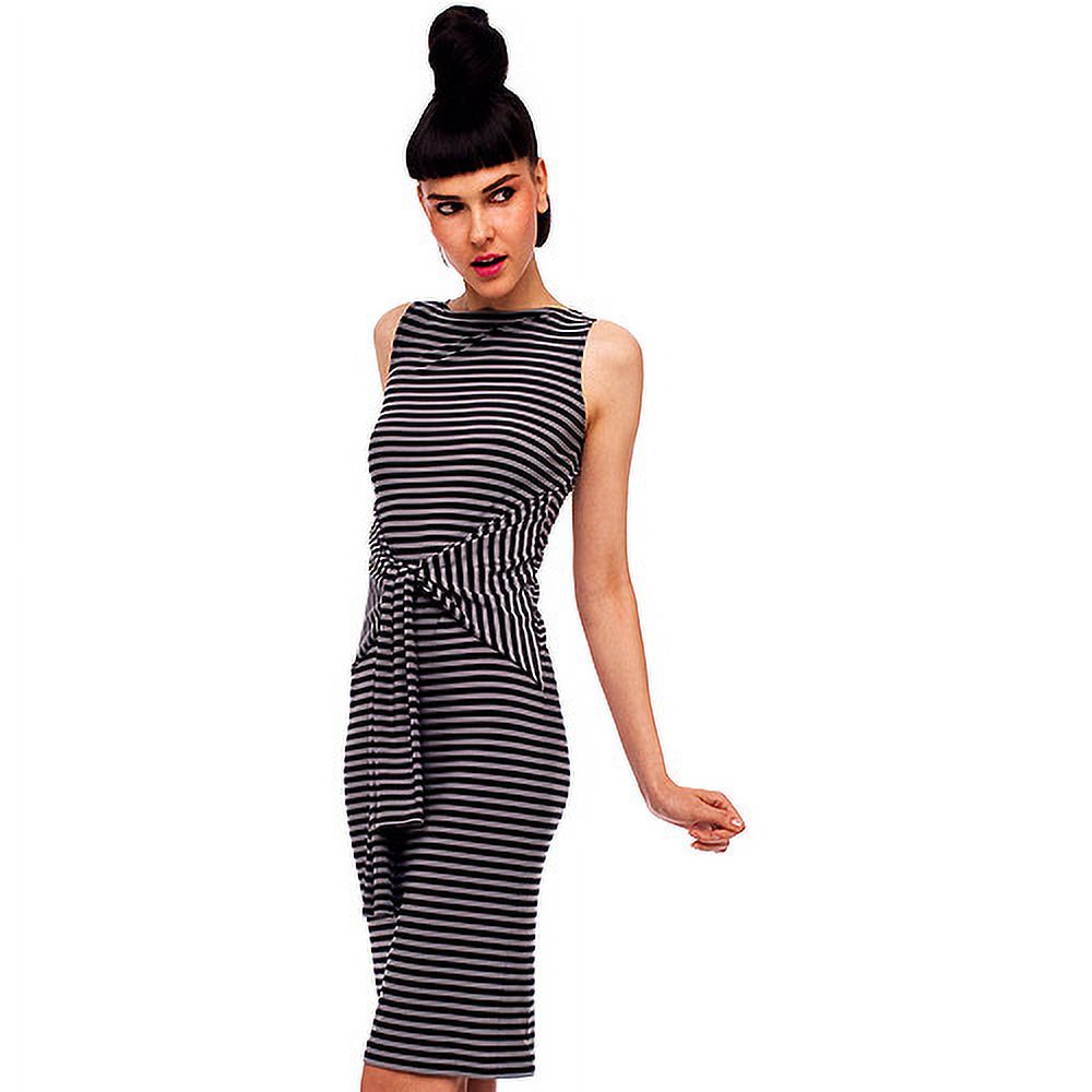 Norma Kamali - Women's Sleeveless Tie-Waist Stripe Jersey Dress - image 2 of 2