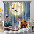 thumbnail image 1 of Whimsical Forest Shower Curtain with Full Moon, Bats & Birch Trees, 1 of 4