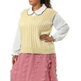 thumbnail image 4 of Agnes Orinda Women's Plus Size Sweater Vest Cable Knit Sweater Sleeveless Pullover Vests 4X Khaki, 4 of 7
