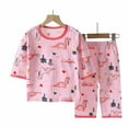thumbnail image 4 of Utoimkio Toddler Baby Boy Girl Summer Pajama Set Comfort Breathable Floral Print Long Sleeve T-Shirt Tops+Pants 2Pcs Baby Summer Pajamas Clothes, 4 of 5