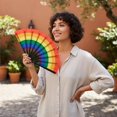 thumbnail image 5 of Vjnyvs Rainbow Folding Fans Colorful Hand Fans Party Decoration LGBT Summer Rave Fan Easy Open Portable Cooling Hand Fan for Halloween Parade, 5 of 7