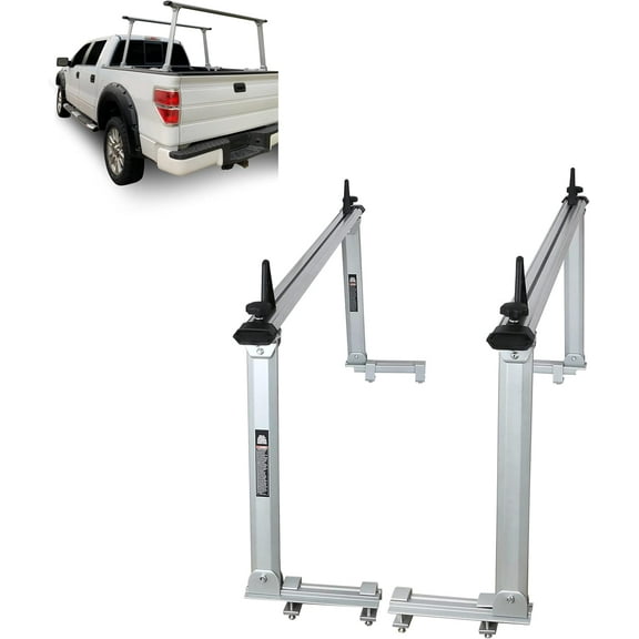 Black Horse Summit Adjustable Silver Aluminum Universal Truck Bed Ladder Rack 800lbs Capacity- WHATRS