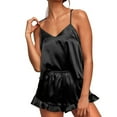 thumbnail image 3 of Baywell Satin Pajamas Women Sleepwear Sexy Silk Satin Ruffled Shorts Sets Soft Sleep Camisole Nightwear, 3 of 8