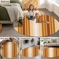 thumbnail image 6 of Round Area Rug 3ft,Modern Minimalist Ombre Stripe Washable Carpet Non-Slip Runner Accent Rugs Indoor Floor Mat for Bedroom Living Room Decor,Rustic Brown Orange Style, 6 of 9