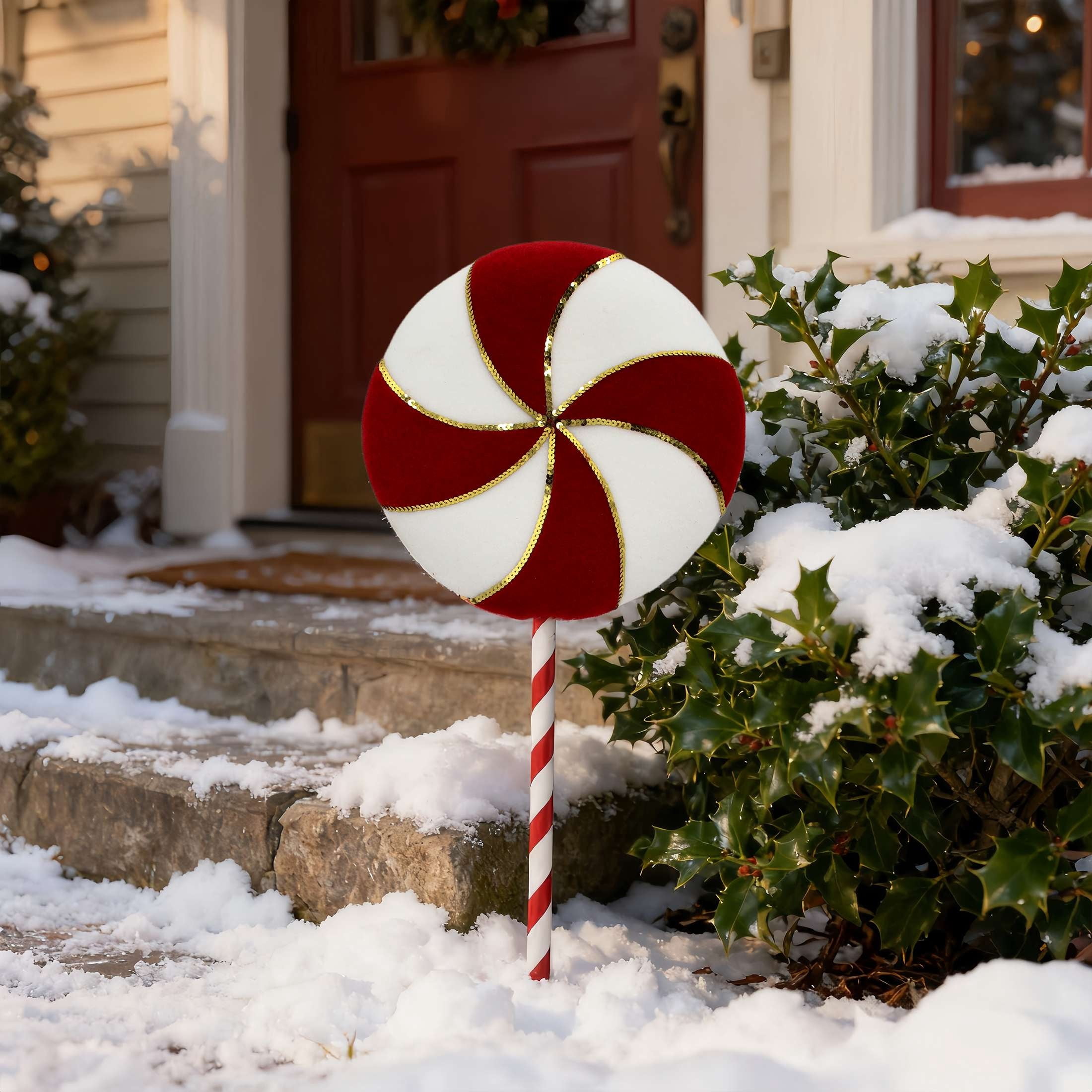 Swirl Lollipop Christmas Yard Stake, Red and White, 24.5", by Holiday Time