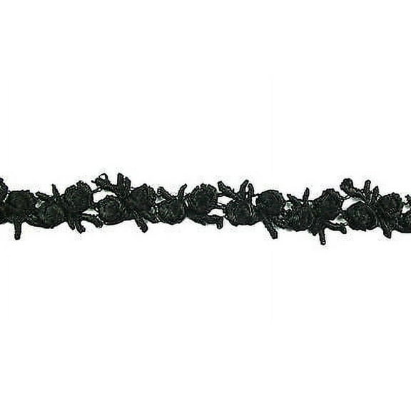 Lily 1/4" Black Little Dainty Floral Venice Lace Trim Guipure Craft by Yardage