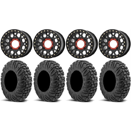 KS235 Grenade Black 15 Wheels 32 MotoVator Tires Can-Am Maverick X3 / Honda Pioneer 1000 / Talon