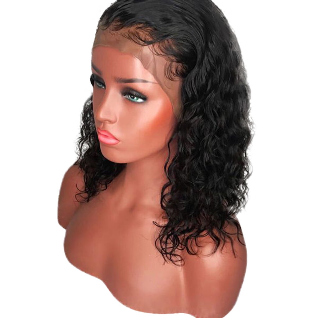 SUCS Wigs Natural Wavy Short Hair Curly Wave Front Lace Wigs Human Brazilian Lace Wig