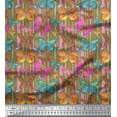 thumbnail image 1 of Soimoi Tissu Poly Georgette Rayures & Imprimé Papillon Tissu au Mètre 42 Pouces de Large, 1 of 5