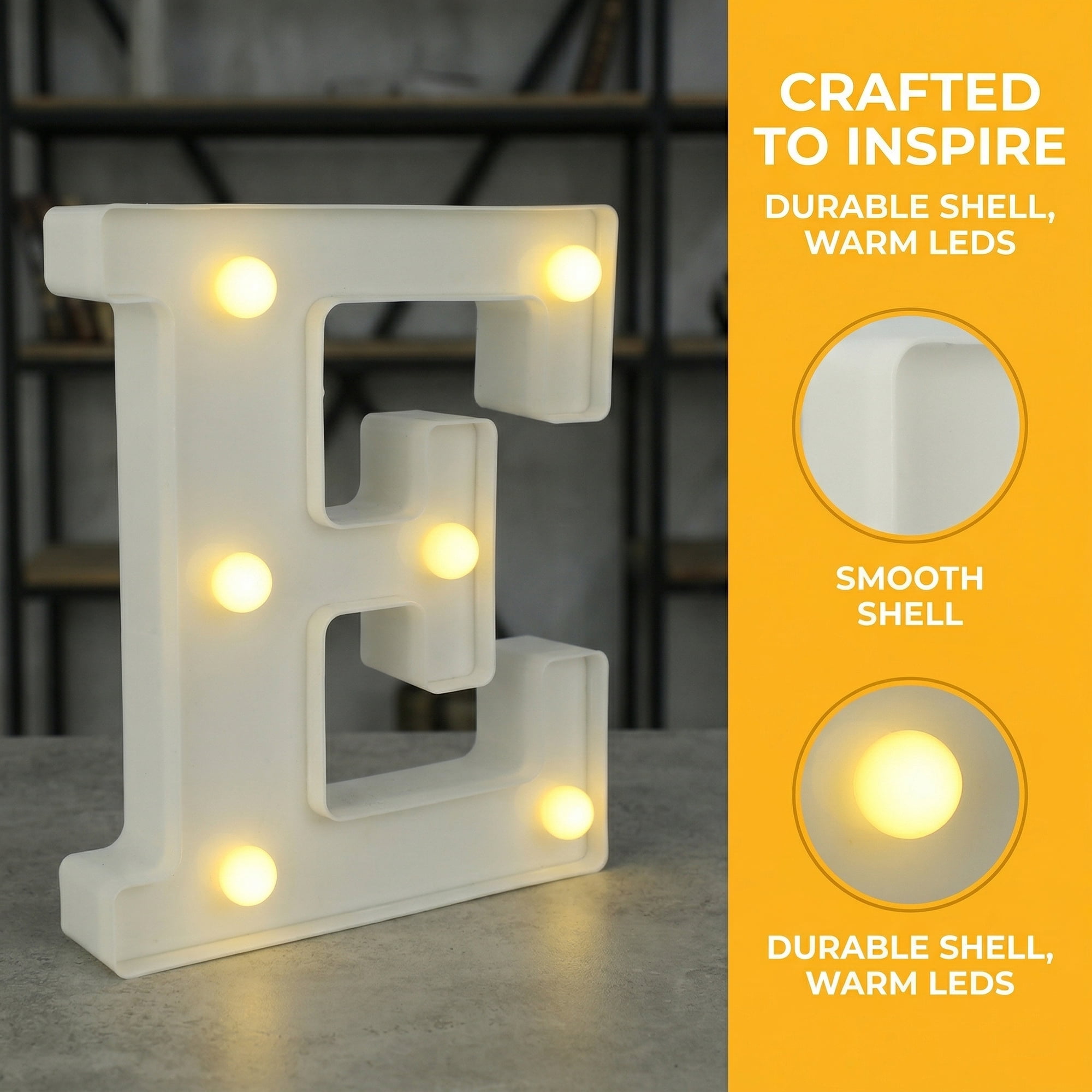 Unique Bargains Marquee Letters With Lights LED Light Up Signs Letter E 5"L x 1.1"W x 6.1"H