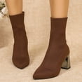thumbnail image 3 of Bixock Boots for Women Mid Heel Short Boots Large Size Pointed Toe Slip On Stretch Sock Boots Comfortable Warm Daily Wear Fall Women Shoes, 3 of 9