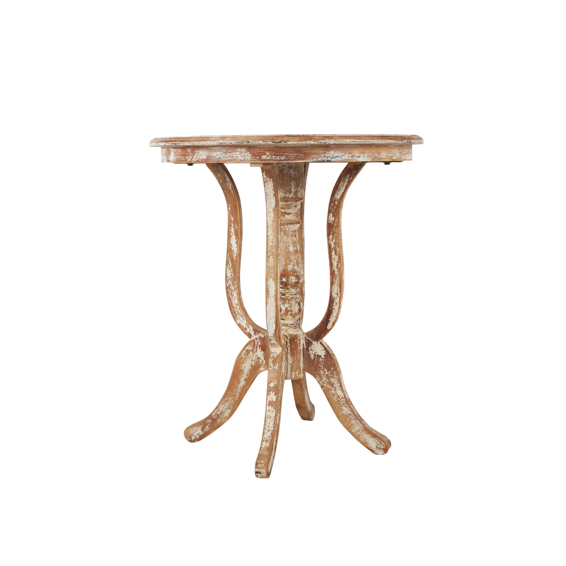 DecMode 24" x 28" Brown Wood Accent Table with Distressed Accents, 1-Piece