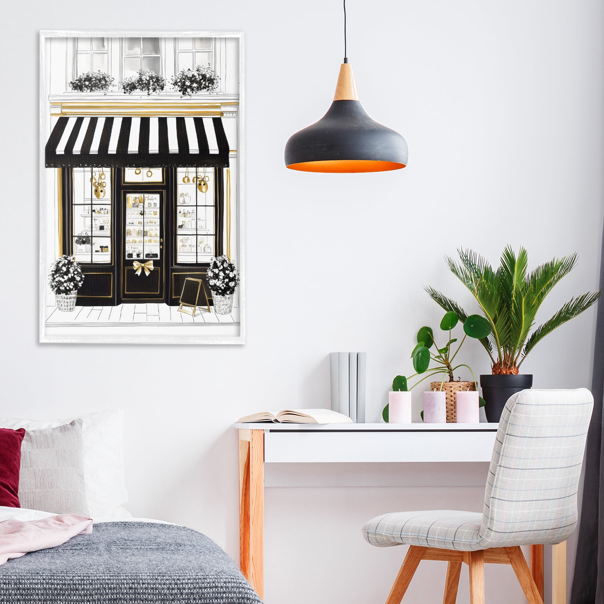 Stupell Industries Paris Storefront Window Display White Framed Giclee Art, design by Petal Prints Design